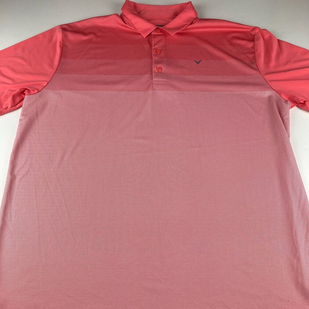 Callaway Opti-Dri Golf Polo Shirt Mens XL Coral Pink Ombre Performance